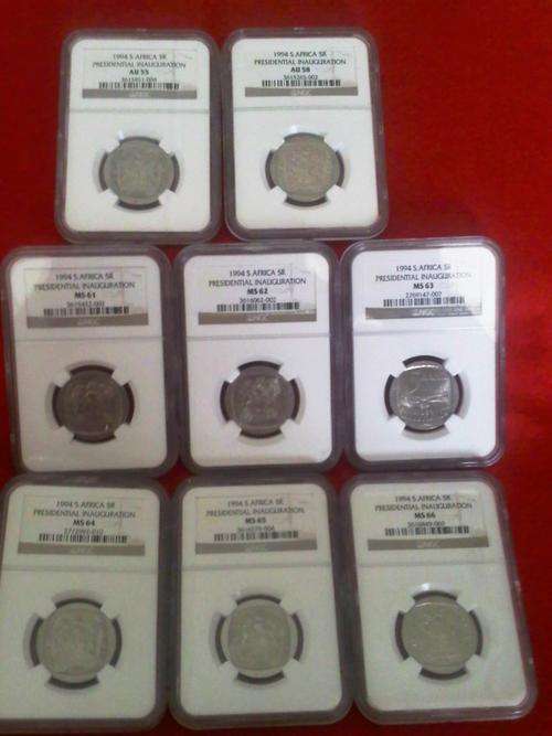 1994 PRESIDENTIAL INAUGURATION 8 COIN SET - NGC GRADED COINS