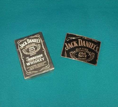 JACK DANIEL'S METAL BELT BUCKLE + PLAYING CARDS