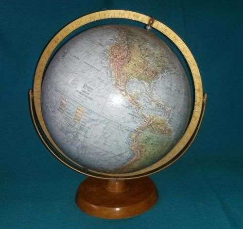 OLD READER'S DIGEST GREAT WORLD GLOBE ON WOODEN BASE