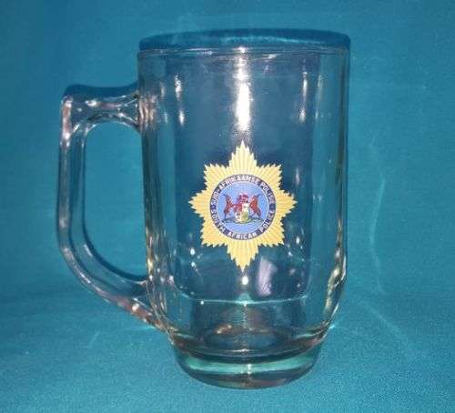 LARGE OLD GLASS SOUTH AFRICAN POLICE BEER MUG