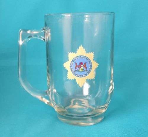 LARGE OLD GLASS SOUTH AFRICAN POLICE BEER MUG