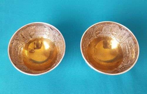 PAIR OF SILVER PLATED VOORTREKKER CENTENARY (1838-1938) SUGAR BOWLS