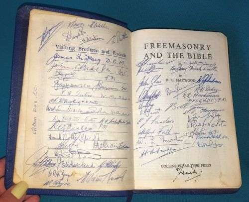 OLD FREEMASONS/ MASONIC (DORIC LODGE) BIBLE, 1951