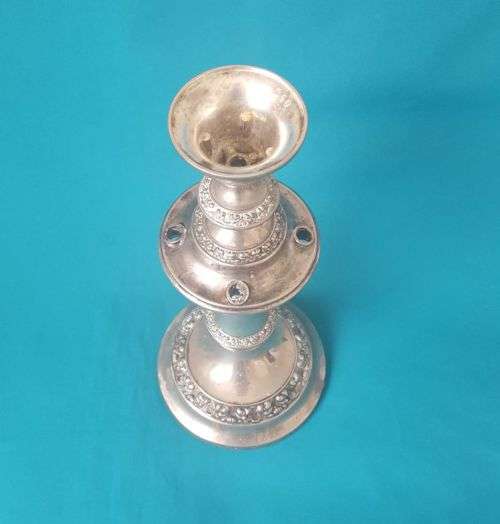 LARGE OLD SILVER PLATED CANDLESTICK (ENGLAND)