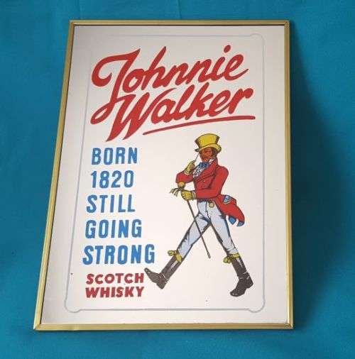 NICE FRAMED JOHNNIE WALKER BAR/ ADVERTISING MIRROR