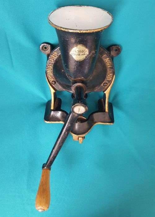 LARGE OLD CAST IRON COFFEE GRINDER (SPONG NO. 3)