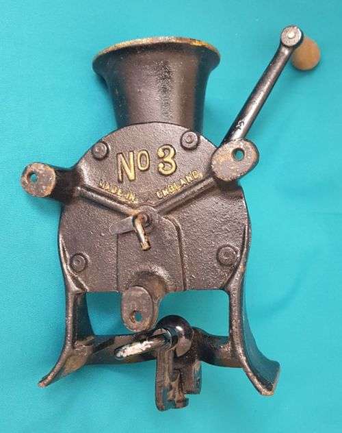 LARGE OLD CAST IRON COFFEE GRINDER (SPONG NO. 3)