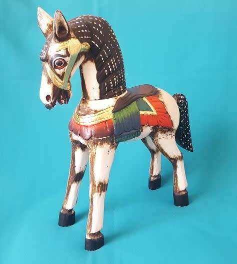 LARGE VINTAGE HAND-PAINTED WOODEN HORSE