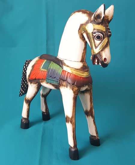 LARGE VINTAGE HAND-PAINTED WOODEN HORSE
