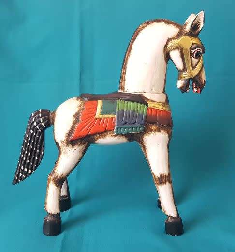 LARGE VINTAGE HAND-PAINTED WOODEN HORSE