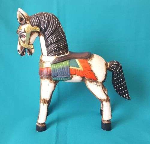 LARGE VINTAGE HAND-PAINTED WOODEN HORSE