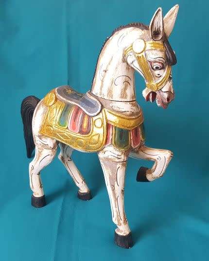 LARGE VINTAGE HAND-PAINTED WOODEN HORSE