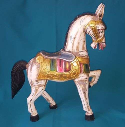 LARGE VINTAGE HAND-PAINTED WOODEN HORSE