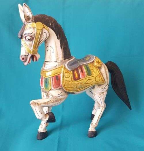 LARGE VINTAGE HAND-PAINTED WOODEN HORSE