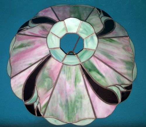 LARGE STAINED GLASS LAMP SHADE