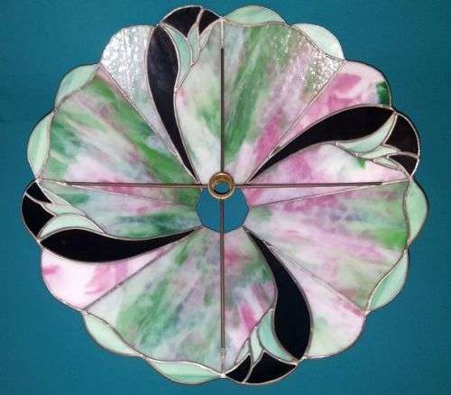 LARGE STAINED GLASS LAMP SHADE