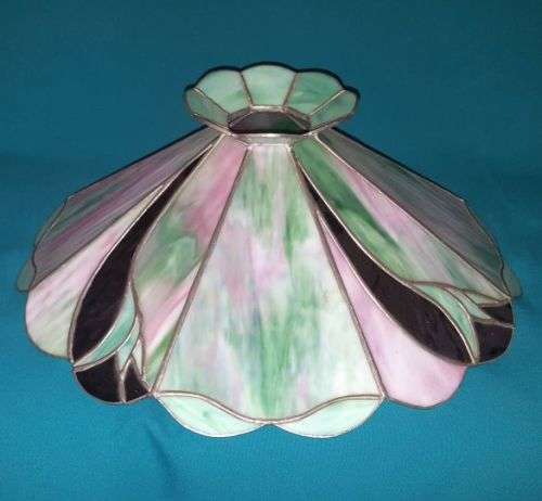LARGE STAINED GLASS LAMP SHADE