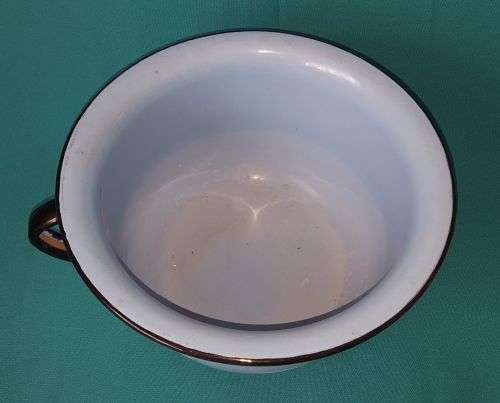 VINTAGE ENAMEL BLUE CHAMBER POT