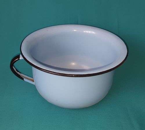 VINTAGE ENAMEL BLUE CHAMBER POT