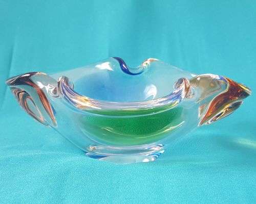 BEAUTIFUL COLOURFUL HEAVY MURANO GLASS BOWL