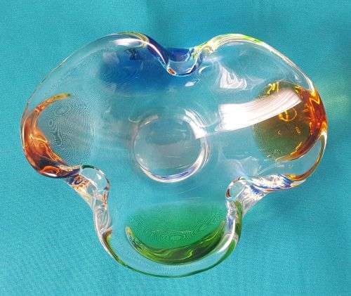 BEAUTIFUL COLOURFUL HEAVY MURANO GLASS BOWL