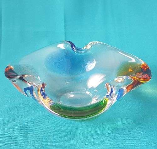 BEAUTIFUL COLOURFUL HEAVY MURANO GLASS BOWL