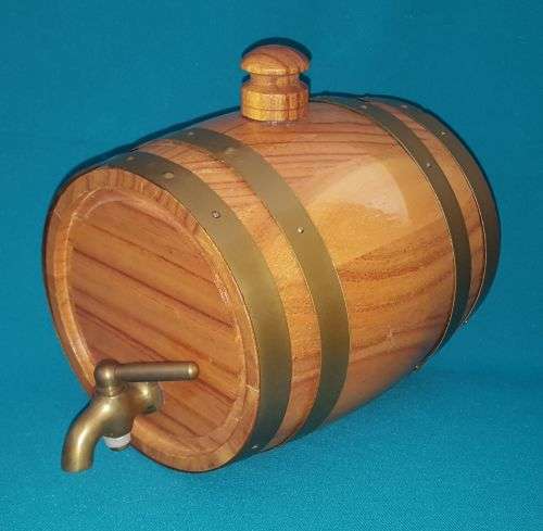 NICE WOODEN BARREL WITH BRASS STRIPS