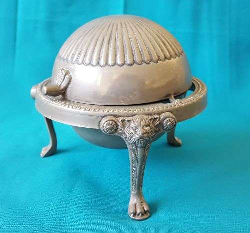 VINTAGE DOME BUTTER DISH WITH LION HEAD DETAIL