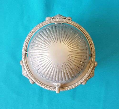 VINTAGE DOME BUTTER DISH WITH LION HEAD DETAIL