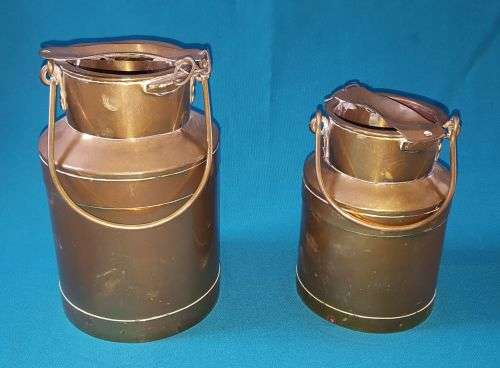 2 VINTAGE BRASS MILK CANS