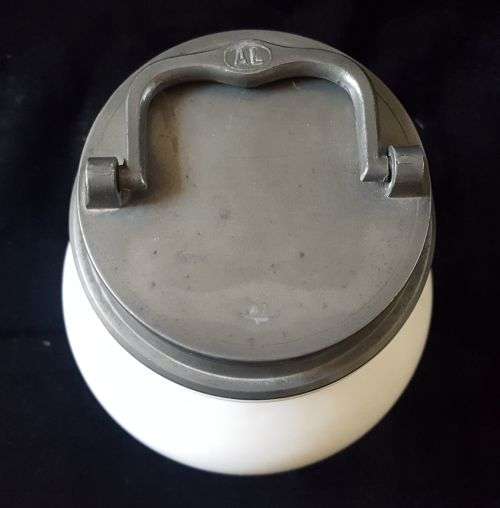 VINTAGE PORCELAIN  TOBACCO JAR WITH HEAVY PEWTER LID