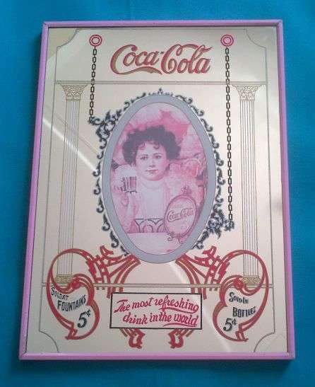 FRAMED COCA-COLA ADVERTISING MIRROR