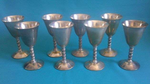 SET OF 8 SILVER PLATED GOBLETS/ DRINKING VESSELS>>> SPAIN