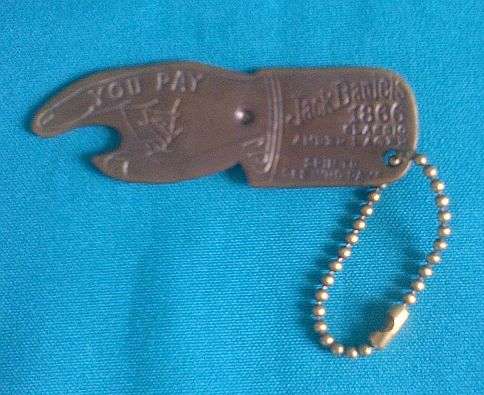 BRASS JACK DANIEL'S SPINNER KEY CHAIN/ BOTTLE OPENER