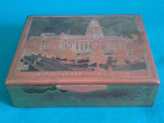 OLD COPPER & BRASS JOHANNESBURG JUBILEE 1936 CIGAR BOX