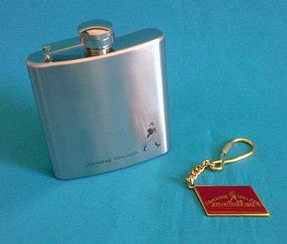JOHNNIE WALKER LIQUOR FLASK + KEY RING