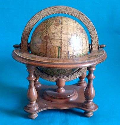 OLD REMOVABLE WORLD GLOBE ON WOODEN STAND