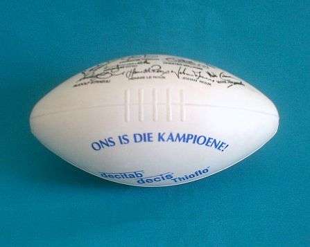 RUGBY WORLD CUP 1995 "ONS IS DIE KAMPIOENE" MINIATURE SIGNED BALL