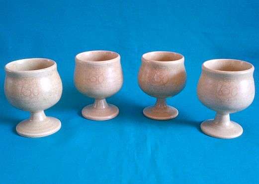 SET OF 4 "GROOT TREK" 150 YEARS (1838-1988) CERAMIC GOBLETS
