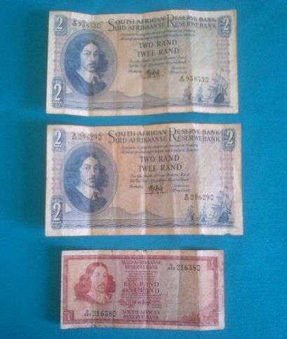 LOT OF 3 OLD SOUTH AFRICAN BANK NOTES