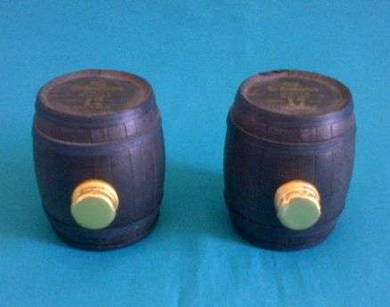 NICE PAIR OF BARREL-SHAPED "ST. ANDREWS SCOTCH WHISKY" BOTTLES