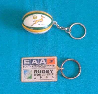 2 RUGBY KEY RINGS (GILBERT SA RUGBY + SAA 1995 WORLD CUP)