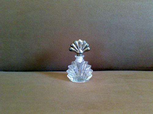 LOVELY GLASS PERFUME BOTTLE WITH SILVER PLATED STOPPER