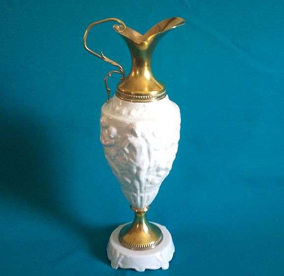 LARGE BRASS & CERAMIC DECORATIVE JUG>>>STUNNING!