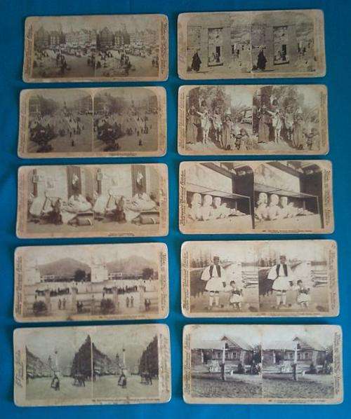 LOT OF LATE 1800's UNDERWOOD STEREOSCOPE PHOTOS / SLIDES