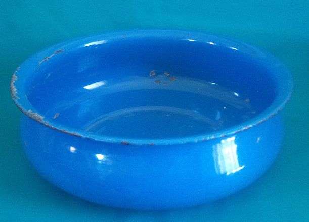 LARGE OLD ENAMEL WATER BOWL