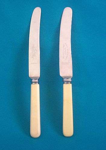 2 X BONE HANDLE DINNER KNIVES