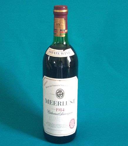 BOTTLE OF MEERLUST CABERNET SAUVIGNON 1984 WINE