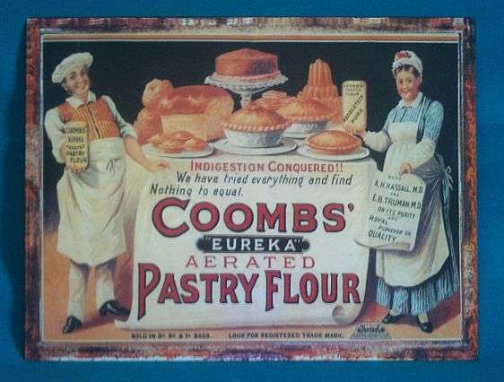 "COOMBS' PASTRY FLOUR" TIN/ METAL SIGN