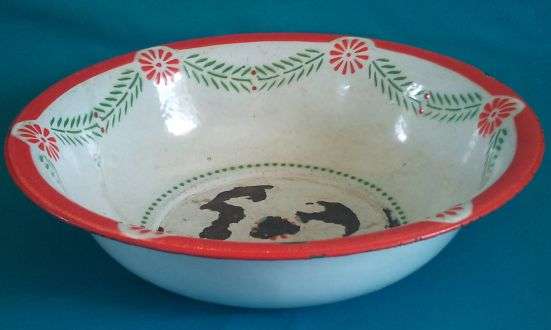 BEAUTIFUL COLOURFUL LARGE ENAMEL BOWL
